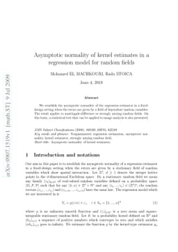 Asymptotic normality of kernel estimates in a regression model for
  random fields