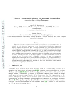 Towards the quantification of the semantic information encoded in
  written language