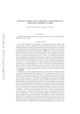 Beyond No Free Lunch: Realistic Algorithms for Arbitrary Problem Classes