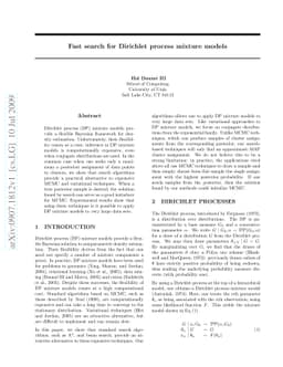 Fast search for Dirichlet process mixture models