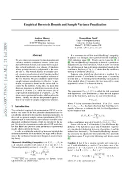 Empirical Bernstein Bounds and Sample Variance Penalization