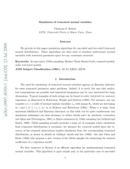 Simulation of truncated normal variables