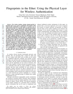 Fingerprints in the Ether: Using the Physical Layer for Wireless
  Authentication