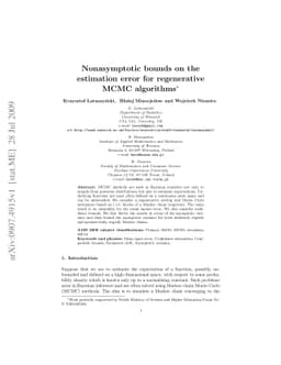 Nonasymptotic bounds on the estimation error for regenerative MCMC
  algorithms