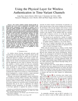 Using the Physical Layer for Wireless Authentication in Time-Variant
  Channels