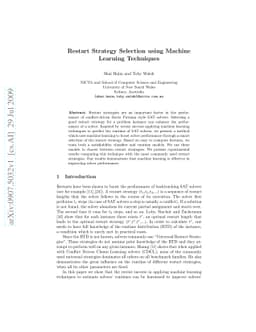Restart Strategy Selection using Machine Learning Techniques
