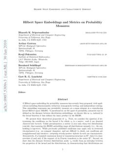 Hilbert space embeddings and metrics on probability measures