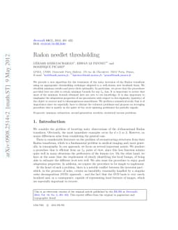 Radon needlet thresholding