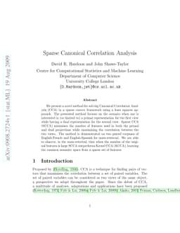 Sparse Canonical Correlation Analysis