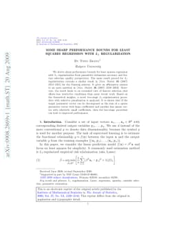 Some sharp performance bounds for least squares regression with $L_1$
  regularization