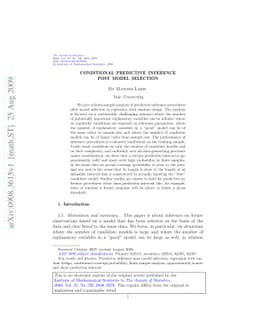 Conditional predictive inference post model selection