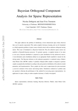 Bayesian orthogonal component analysis for sparse representation