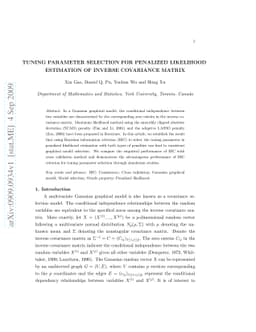 Tuning parameter selection for penalized likelihood estimation of
  inverse covariance matrix