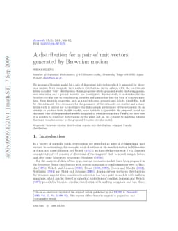 A distribution for a pair of unit vectors generated by Brownian motion