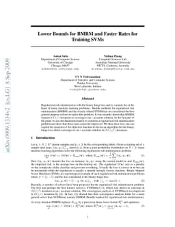 Lower Bounds for BMRM and Faster Rates for Training SVMs