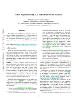 Motion Segmentation by SCC on the Hopkins 155 Database