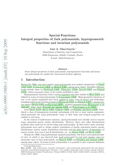 Special Functions: Integral properties of Jack polynomials,
  hypergeometric functions and invariant polynomials