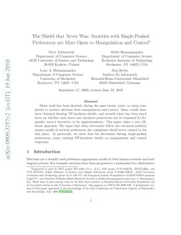 The Shield that Never Was: Societies with Single-Peaked Preferences are
  More Open to Manipulation and Control