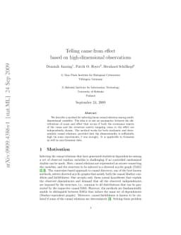 Telling cause from effect based on high-dimensional observations