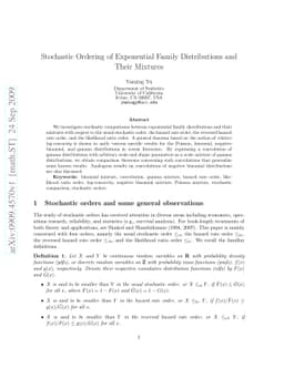 Stochastic Ordering of Exponential Family Distributions and Their
  Mixtures