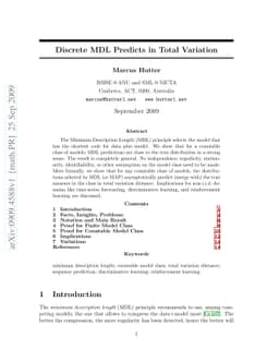 Discrete MDL Predicts in Total Variation
