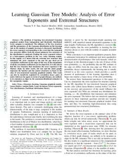 Learning Gaussian Tree Models: Analysis of Error Exponents and Extremal
  Structures
