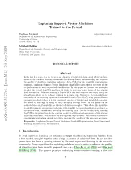 Laplacian Support Vector Machines Trained in the Primal
