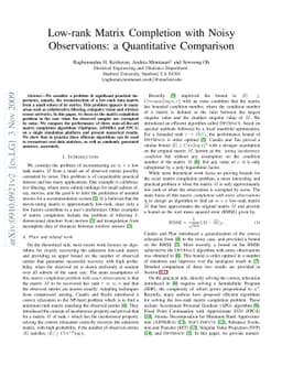 Low-rank Matrix Completion with Noisy Observations: a Quantitative
  Comparison