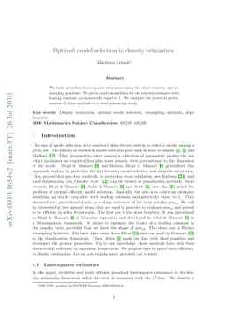 Optimal model selection in density estimation