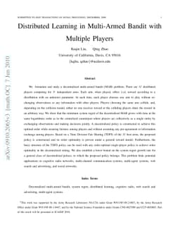 Distributed Learning in Multi-Armed Bandit with Multiple Players