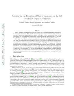Accelerating the Execution of Matrix Languages on the Cell Broadband
  Engine Architecture