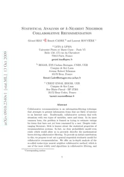 A Stochastic Model for Collaborative Recommendation