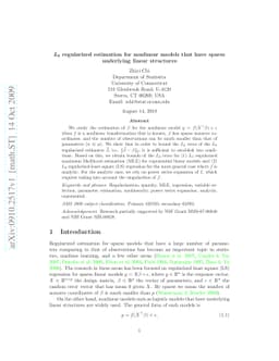 $L_0$ regularized estimation for nonlinear models that have sparse
  underlying linear structures