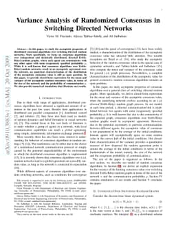 Variance Analysis of Randomized Consensus in Switching Directed Networks