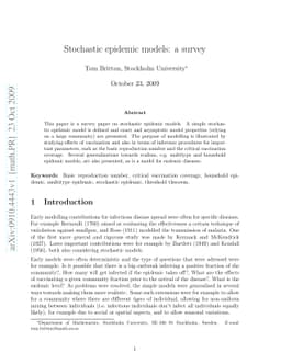 Stochastic epidemic models: a survey