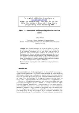 SPECI, a simulation tool exploring cloud-scale data centres