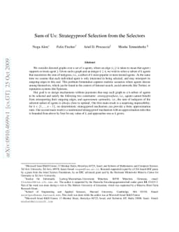 Sum of Us: Strategyproof Selection from the Selectors