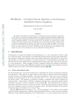 A Gradient Descent Algorithm on the Grassman Manifold for Matrix
  Completion
