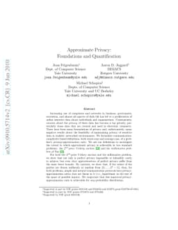 Approximate Privacy: Foundations and Quantification