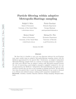 Particle filtering within adaptive Metropolis Hastings sampling