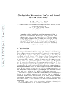 Manipulating Tournaments in Cup and Round Robin Competitions
