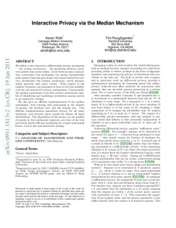 Interactive Privacy via the Median Mechanism
