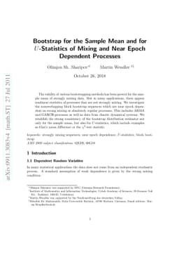 Bootstrap for the Sample Mean and for U-Statistics of Mixing and Near
  Epoch Dependent Processes