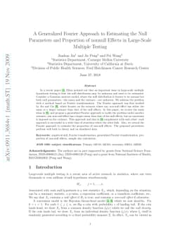 A generalized Fourier approach to estimating the null parameters and
  proportion of non-null effects in large-scale multiple testing