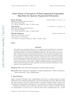 Super-Linear Convergence of Dual Augmented-Lagrangian Algorithm for
  Sparsity Regularized Estimation