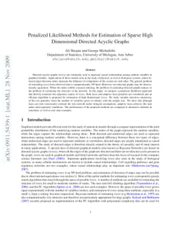 Penalized Likelihood Methods for Estimation of Sparse High Dimensional
  Directed Acyclic Graphs