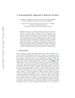A Learning-Based Approach to Reactive Security