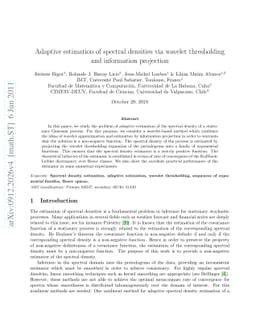 Adaptive estimation of spectral densities via wavelet thresholding and
  information projection