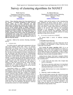 Survey of clustering algorithms for MANET