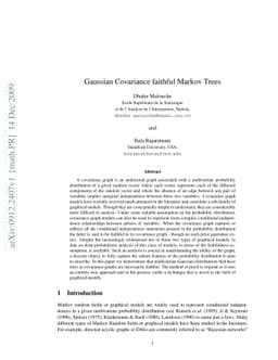 Gaussian Covariance faithful Markov Trees